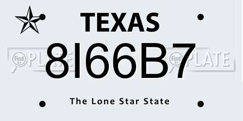 8I66B7 Texas License Plate