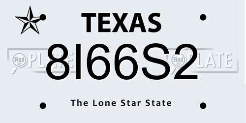 8I66S2 Texas License Plate