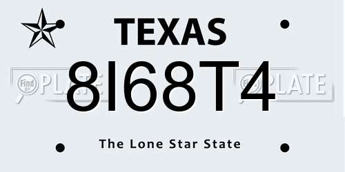8I68T4 Texas License Plate