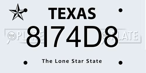 8I74D8 Texas License Plate