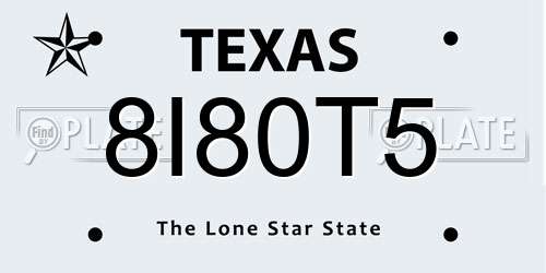 8I80T5 Texas License Plate