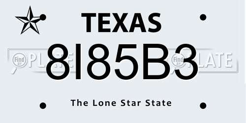 8I85B3 Texas License Plate