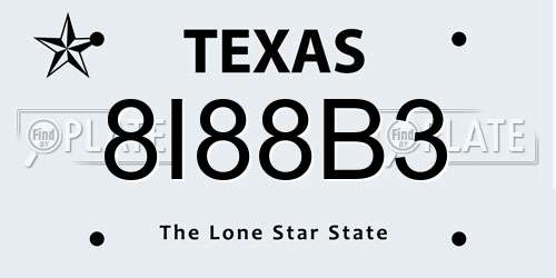 8I88B3 Texas License Plate