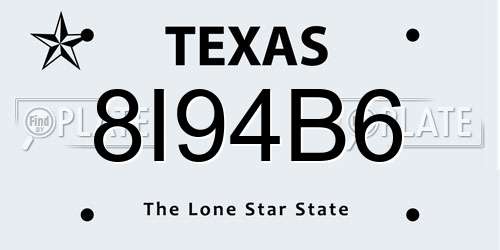 8I94B6 Texas License Plate