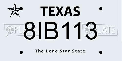 8IB113 Texas License Plate