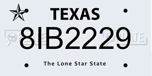 8IB2229 Texas License Plate