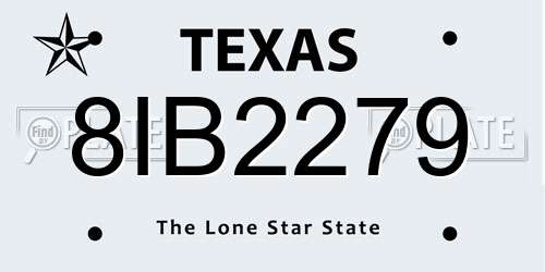 8IB2279 Texas License Plate