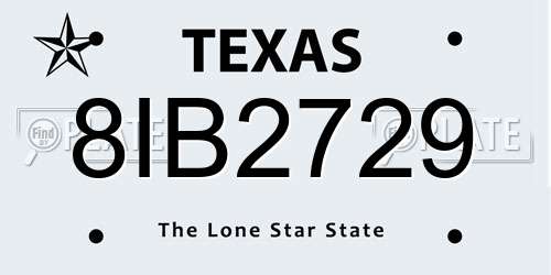 8IB2729 Texas License Plate