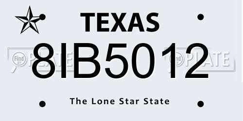 8IB5012 Texas License Plate