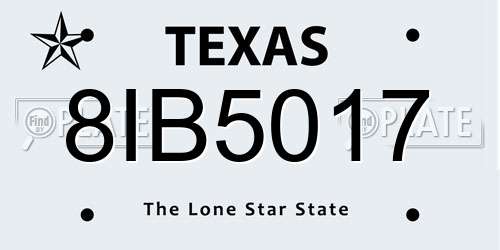 8IB5017 Texas License Plate