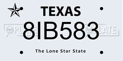 8IB583 Texas License Plate