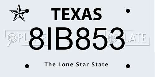 8IB853 Texas License Plate