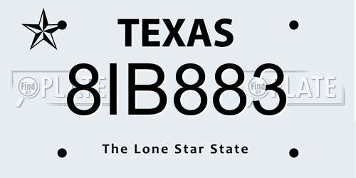 8IB883 Texas License Plate