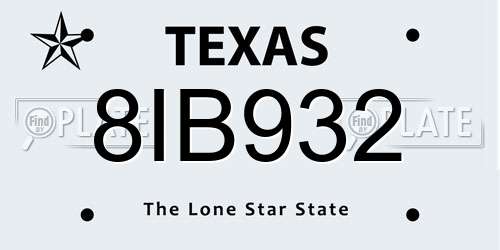 8IB932 Texas License Plate