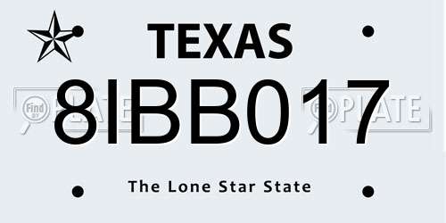 8IBB017 Texas License Plate