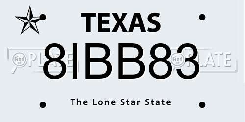 8IBB83 Texas License Plate