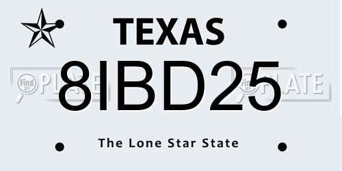 8IBD25 Texas License Plate
