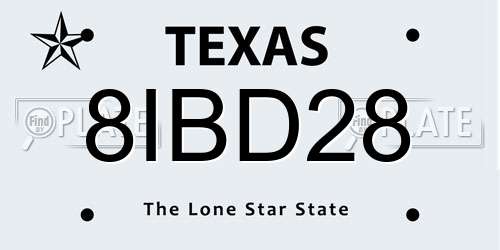 8IBD28 Texas License Plate