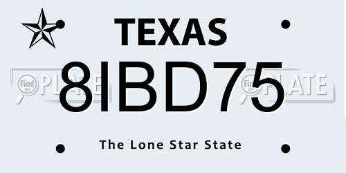 8IBD75 Texas License Plate