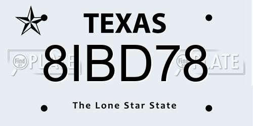 8IBD78 Texas License Plate