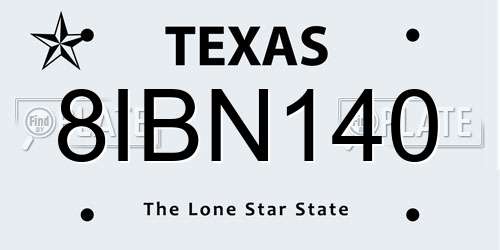 8IBN140 Texas License Plate