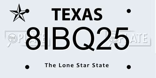 8IBQ25 Texas License Plate