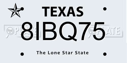 8IBQ75 Texas License Plate