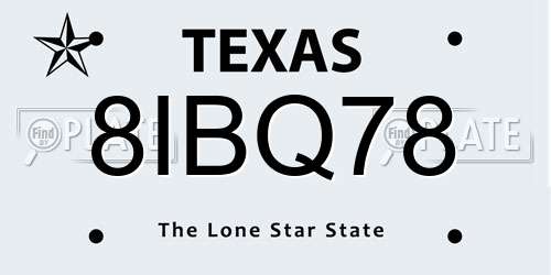 8IBQ78 Texas License Plate