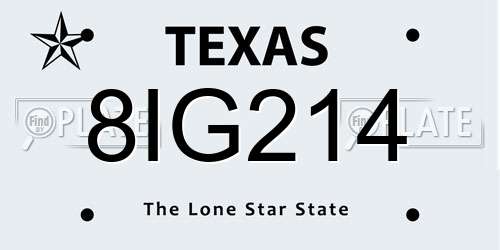 8IG214 Texas License Plate