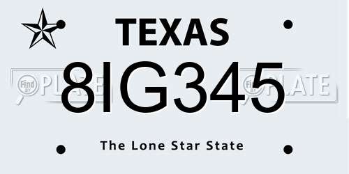 8IG345 Texas License Plate