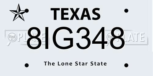 8IG348 Texas License Plate