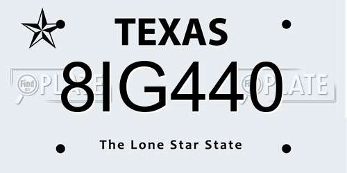 8IG440 Texas License Plate