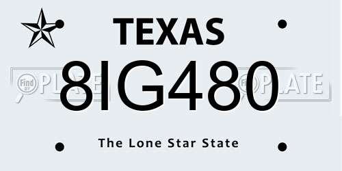 8IG480 Texas License Plate