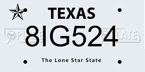 8IG524 Texas License Plate