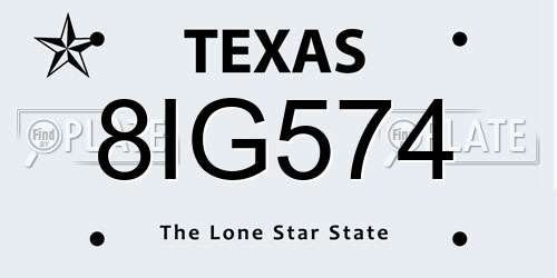 8IG574 Texas License Plate