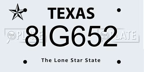 8IG652 Texas License Plate
