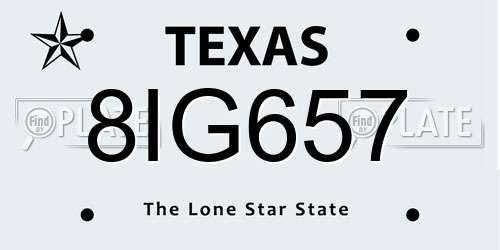 8IG657 Texas License Plate