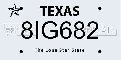 8IG682 Texas License Plate