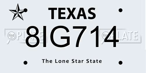8IG714 Texas License Plate