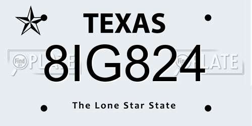8IG824 Texas License Plate