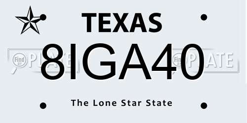 8IGA40 Texas License Plate
