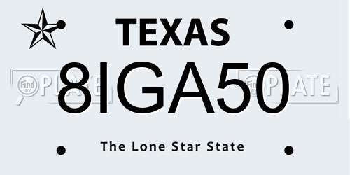 8IGA50 Texas License Plate