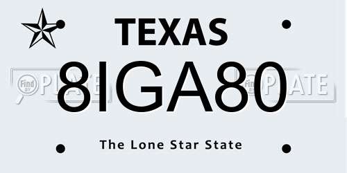8IGA80 Texas License Plate