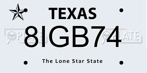 8IGB74 Texas License Plate