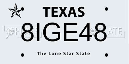 8IGE48 Texas License Plate