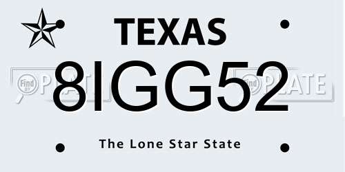 8IGG52 Texas License Plate