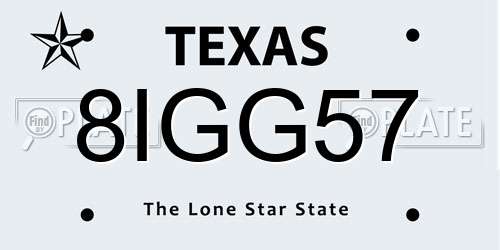8IGG57 Texas License Plate