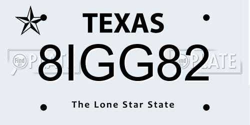 8IGG82 Texas License Plate