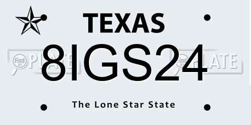8IGS24 Texas License Plate