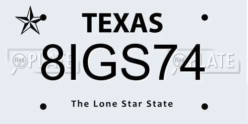 8IGS74 Texas License Plate